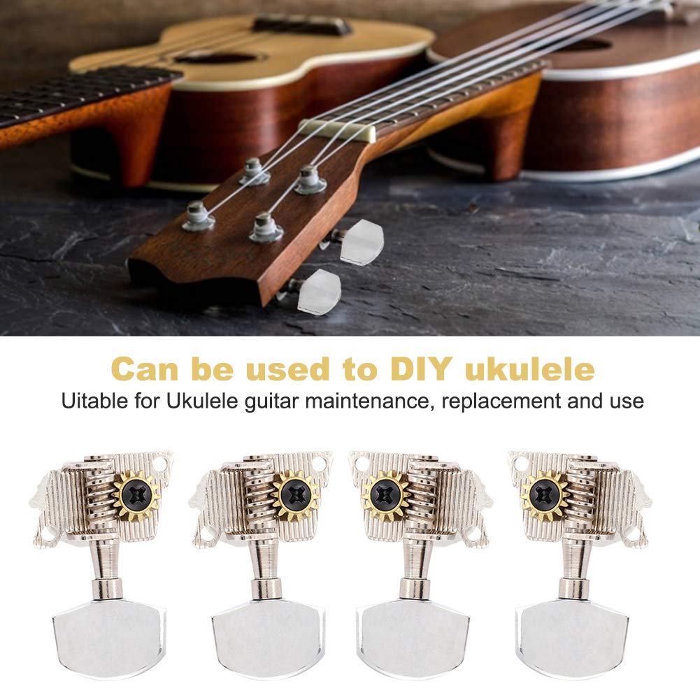 Bnineteenteam 2L2R Ukulele Tuning Peg,Silver Classical Machine Head Ukulele Diy Parts With Mounting Screws