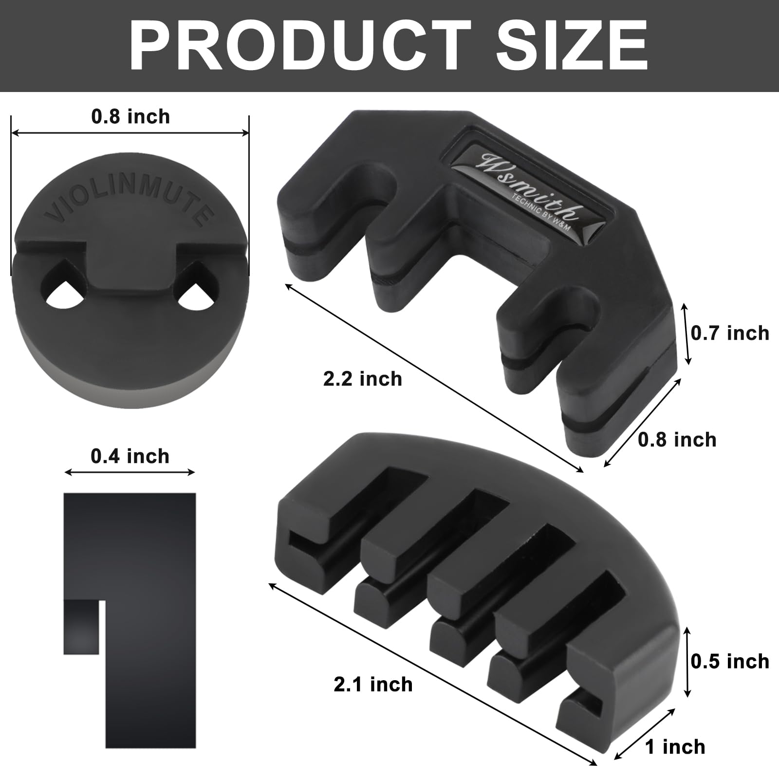 Violin Mute,6 Pcs Rubber Violin Practice Mute Set For Violin And Small Viola,Included 4 Pcs Claw Style & 2 Pcs Round Tourte Styl