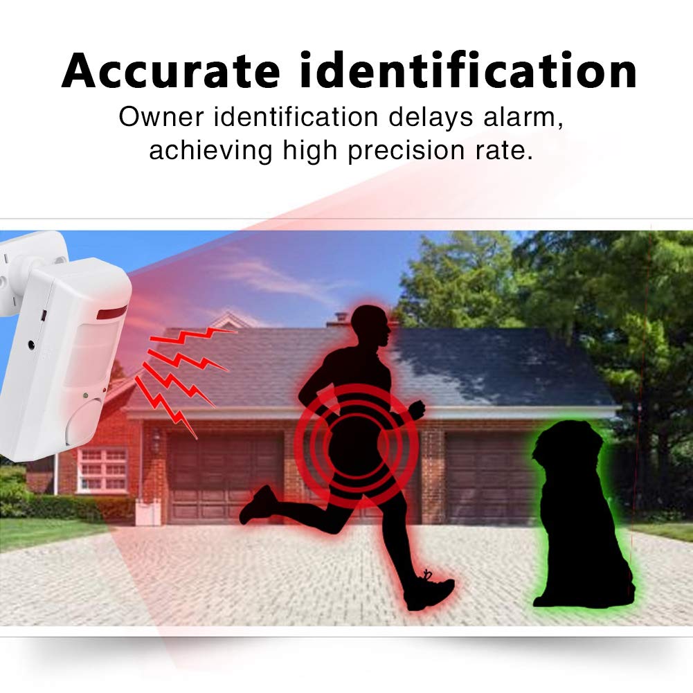 Alarm System, Home Security Driveway Alarm, Pir Motion Sensor Alarm Detector, 105Db Infrared Wall Alert System Kit For Home Security