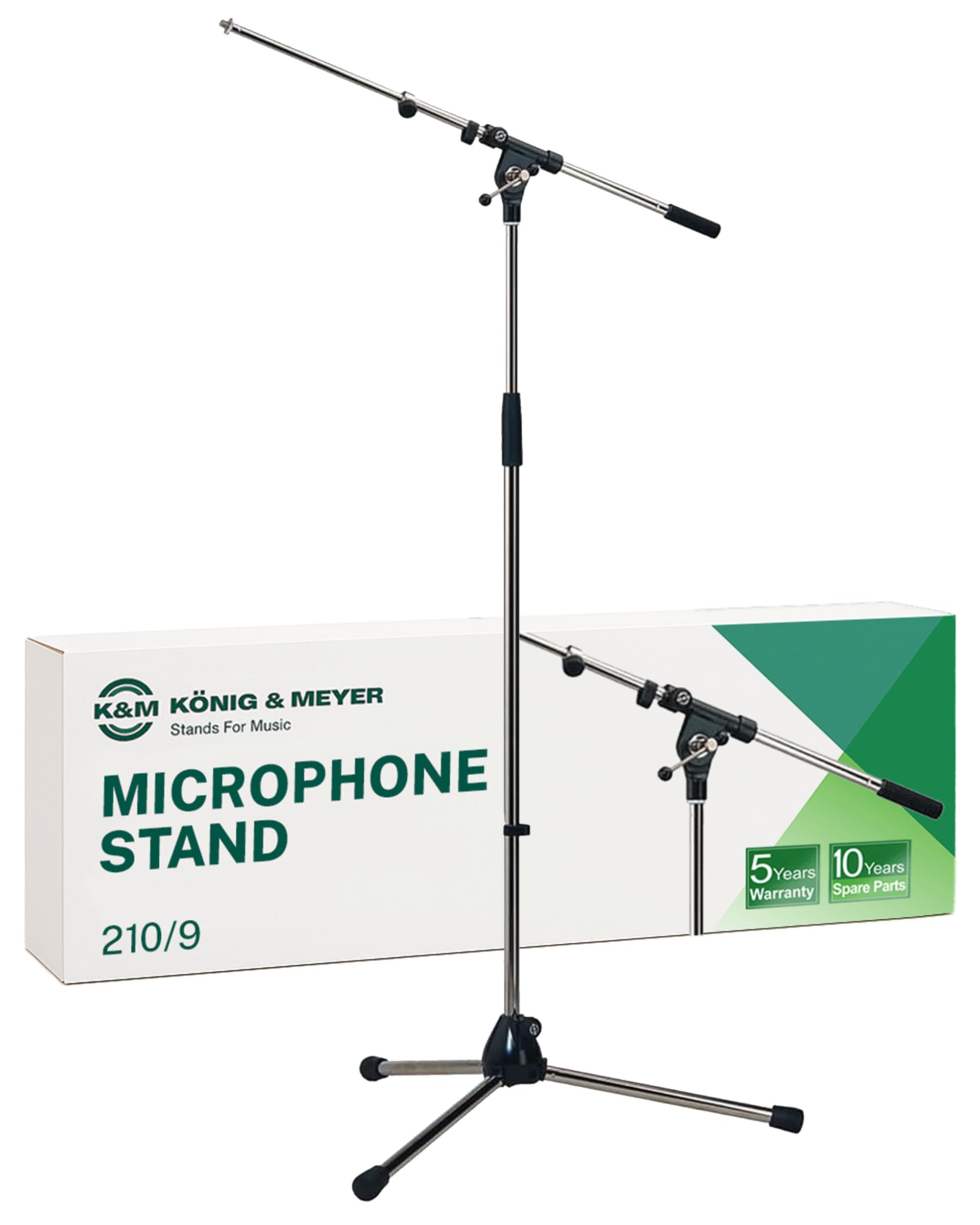 K&M Knig & Meyer 21090.500.02 Tripod Microphone Stand | Adjustable Telescoping 2-Piece Boom Arm | Professional Grade | Heavy Dut