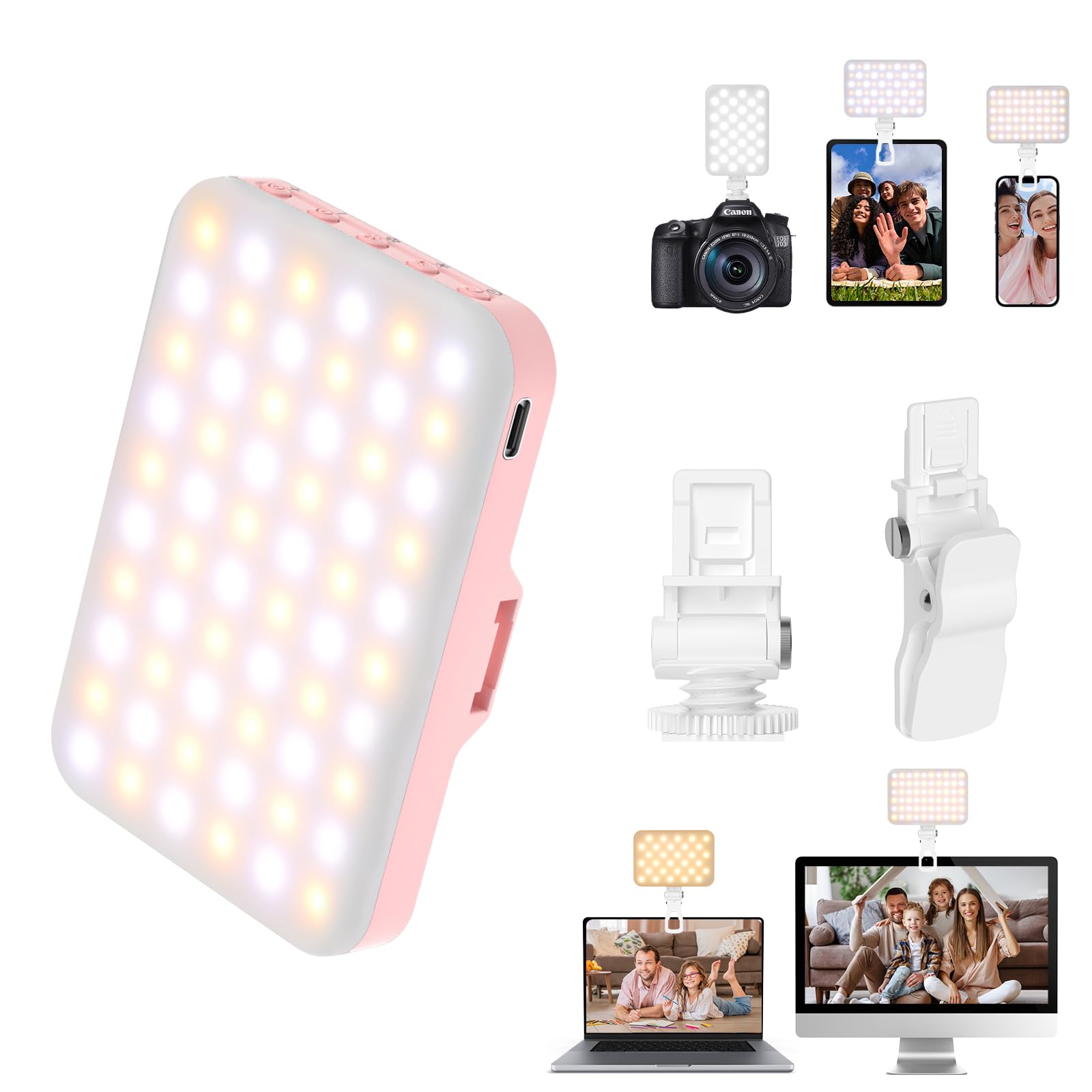 Selfie Light   Bansine Led Phone Light Usb Rechargeable   Portable Photo Light With 97+ Cri, Up To 6500K Color Temperature Camer