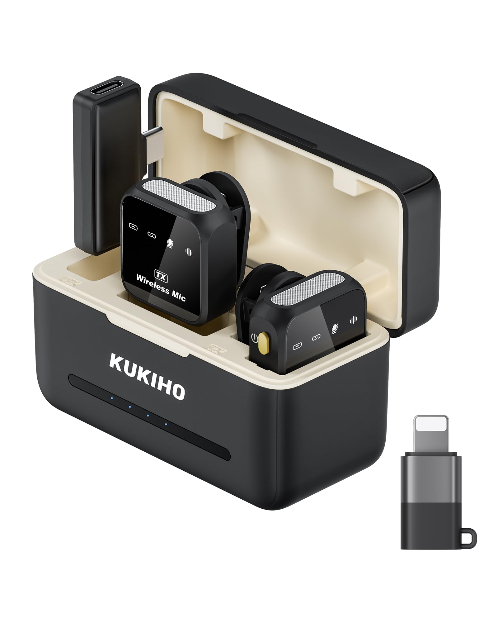 Wireless Lavalier Microphone For Iphone Ipad Android With Charging Case 80H Battery Life, Noise Cancellation, 164Ft Range Plug P