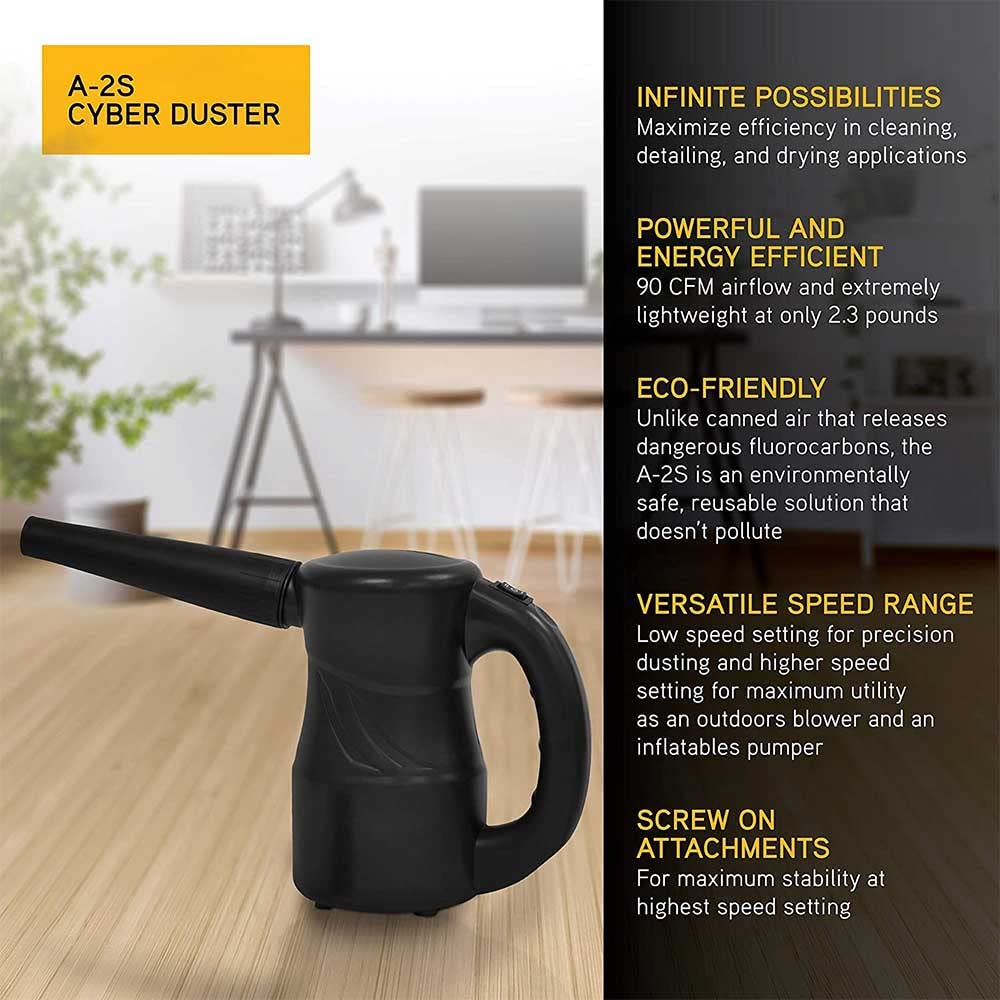 Xpower A-2S Cyber Duster Electric Air Duster For Dusting, Drying, Inflating, Blowing, Car Detailing, Computer, Leaf Blowing, 90