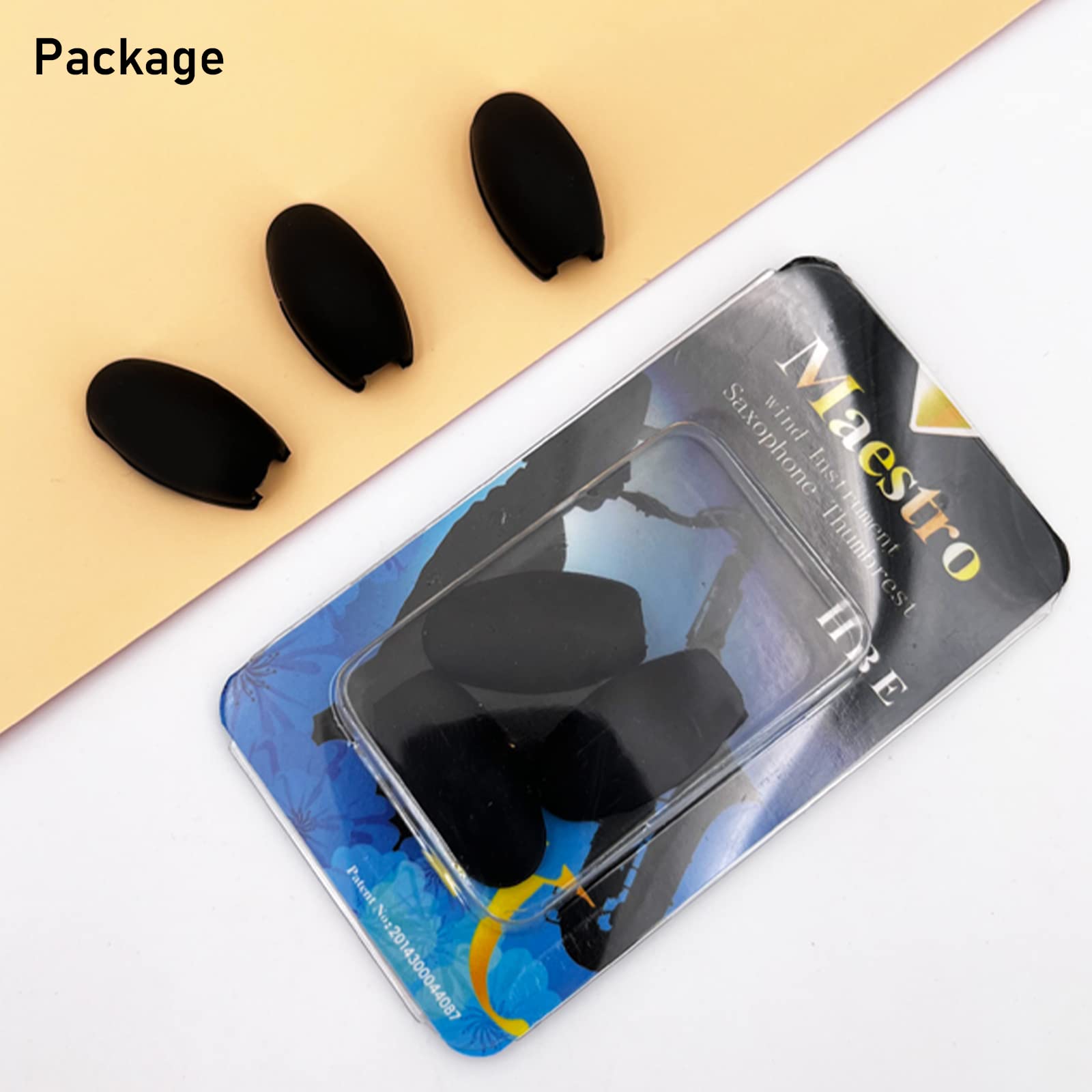 Kaiy 3Pcs Saxophone Rubber Thumb Rest, Black Silicone Thumb Rest Palm Key Risers Finger Protector, For Alto Tenor Soprano Sax Ke