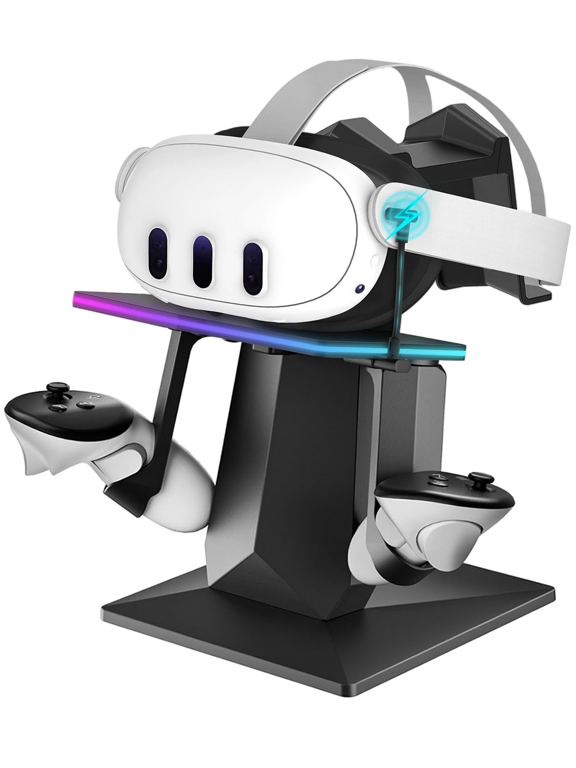 Charging Dock For Meta Quest 3S/3/2 Or Pro: Rgb Vertical Charging Station For Oculus Quest 3S/3, Charging Stand With 14-Color Rg