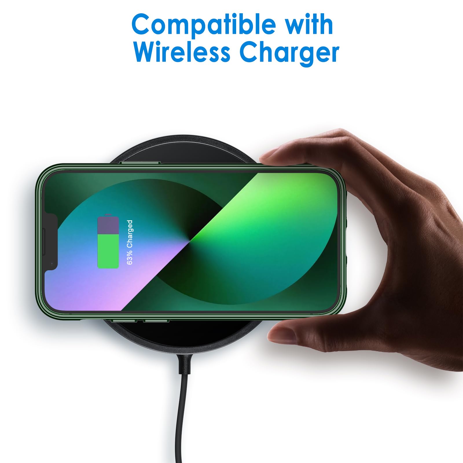 Jetech Case For Iphone 13 6.1-Inch, Non-Yellowing Shockproof Phone Bumper Cover, Anti-Scratch Clear Back (Alpine Green)