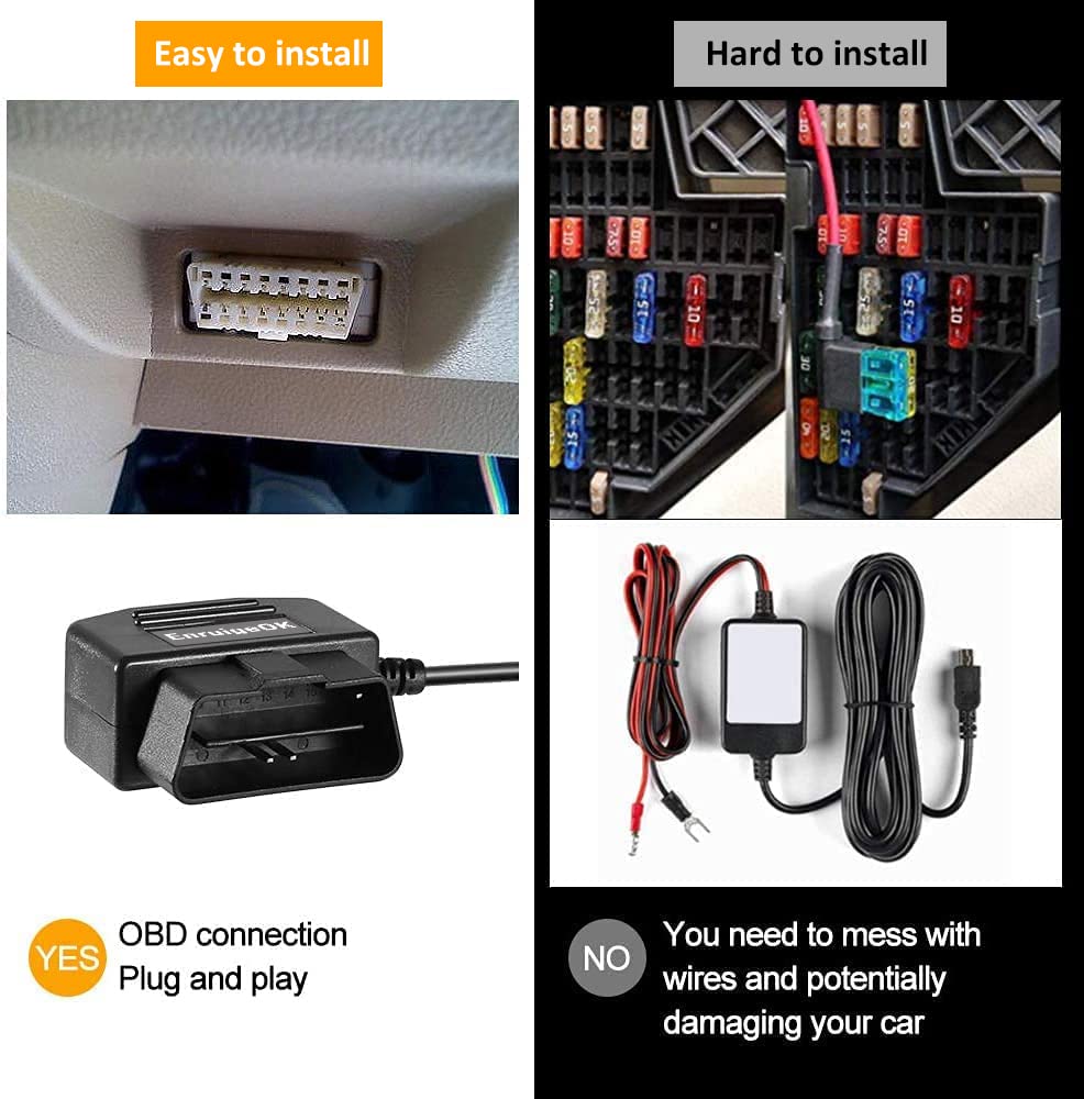 Enruigeok Obd Obd2 To Usb A Port Power Cable For Dash Camera 24 Hours Surveillance Acc Mode With Switch Button 3Pin Obdii Adapte