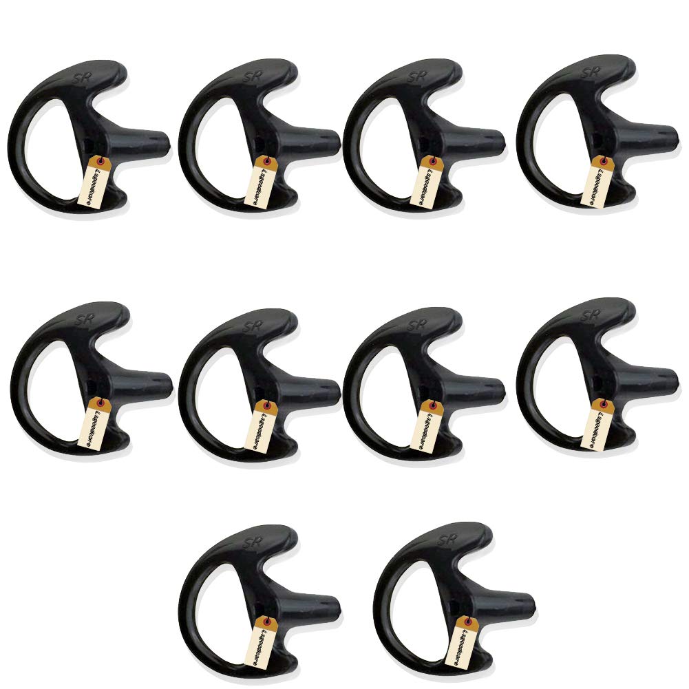 Lsgoodcare 10Pcs Replacement Earmold Earbud Right Ear Piece Compatible For Motorola Kenwood Midland Two Way Radio Acoustic Coil Tube Earpiece   Silicone Walkie Talkie Earmould Ear Buds Black Small
