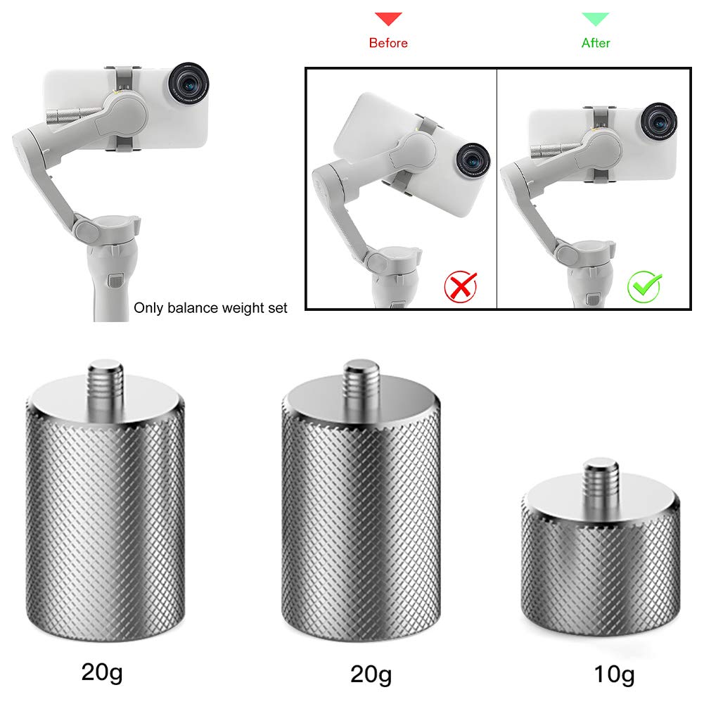 Calidaka 3Pcs Om 4/Os Mo Mobile 3 Counterweight Gimbal Stabilizer Counterweight Balance Counter Weights Support 70G For Os Mo Mobile 4 3 Keep Balance Filmmaking Video Shooting Accessory