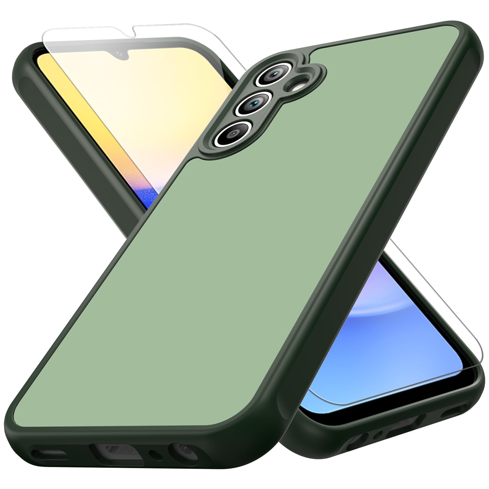 Zinto for Samsung Galaxy A15 5G Case, Matte Dual-Tone Non-Slip Anti-Fingerprint Slim Design with Screen Protector Hybrid Soft TP