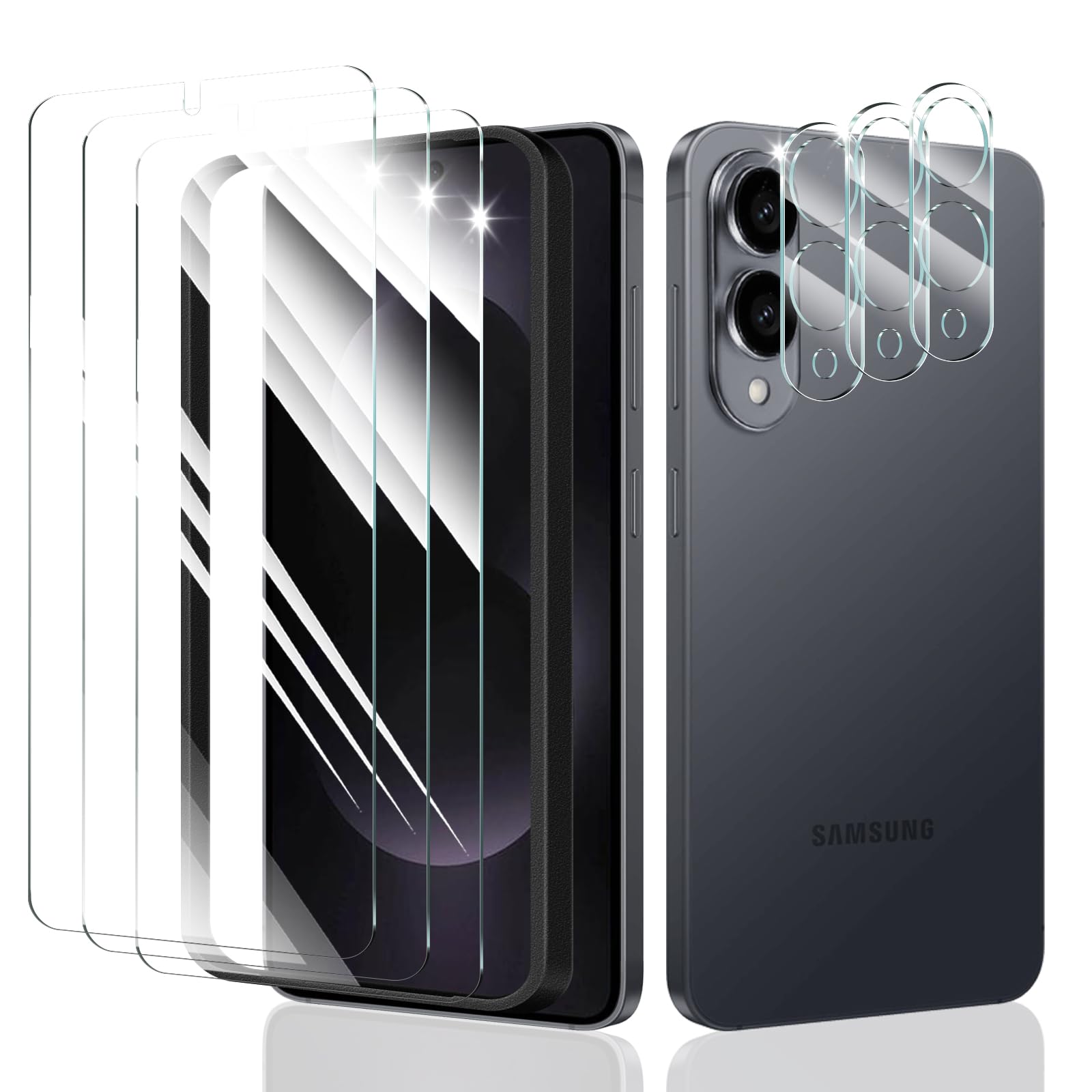 3*Screen Protector and 3*Camera Lens Protector for Samsung Galaxy S25 Edge with a Installation Alignment Aid, Double Shatterproo