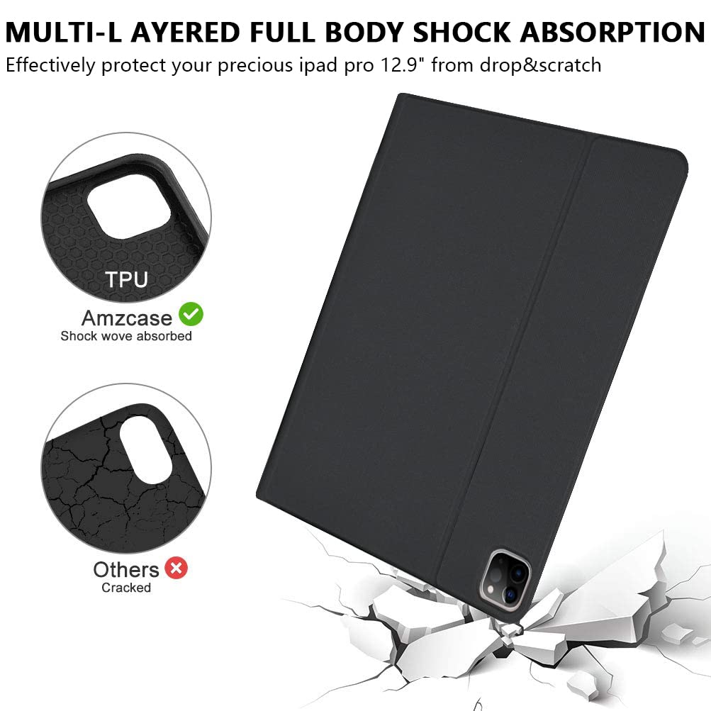 Amzcase For Ipad 13 Inch M2(2024) Pro 12.9 Case With Keyboard For Ipad Pro 12.9 Inch(6Th,5Th,Gen),Bluetooth Magnetic Detachable
