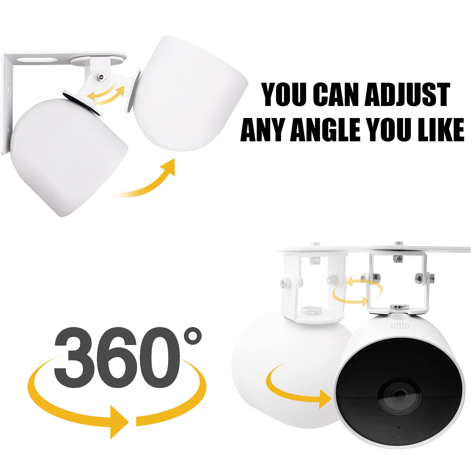 Metal Wall Mount Holder Compatible With Google Nest Cam Battery Indoor/Outdoor,360 View Anti Drop Outdoor Wall Bracket Mounting