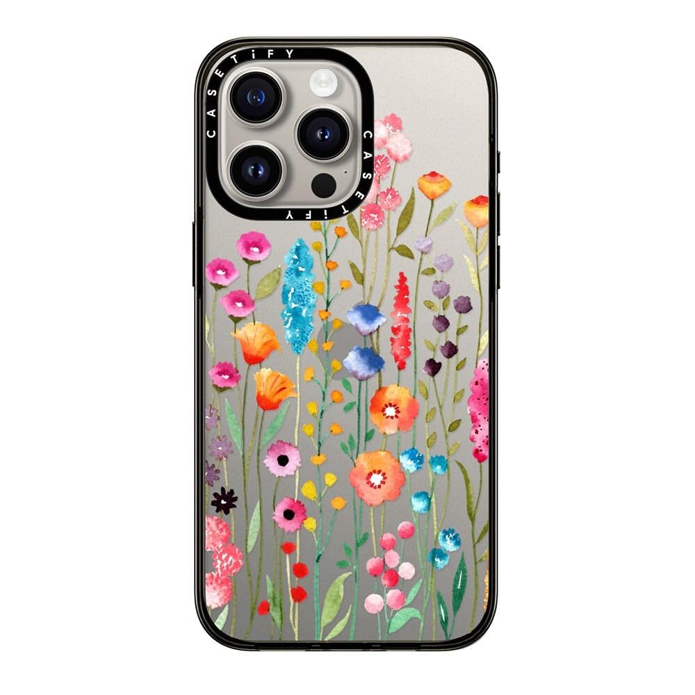 Casetify Compact Case For Iphone 15 Pro Max [2X Military Grade Drop Tested / 4Ft Drop Protection]   Jardin De Fleurs 2   Clear B