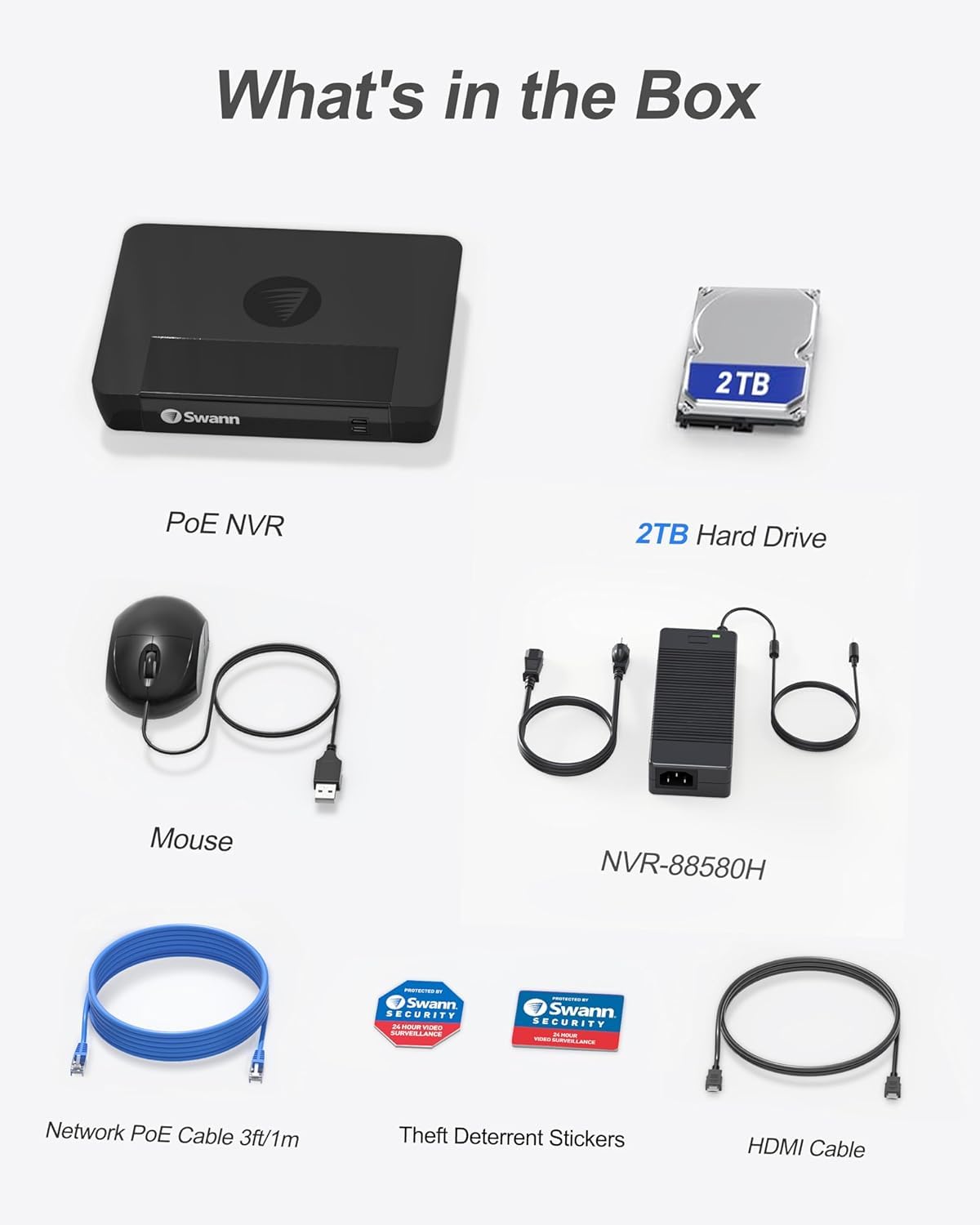 Swann 4K 16Channel Security Camera System Nvr Recorder: Nvr-8580 Security Poe Nvr Box With 2Tb Hdd,24/7 Continuous Recording,Wor