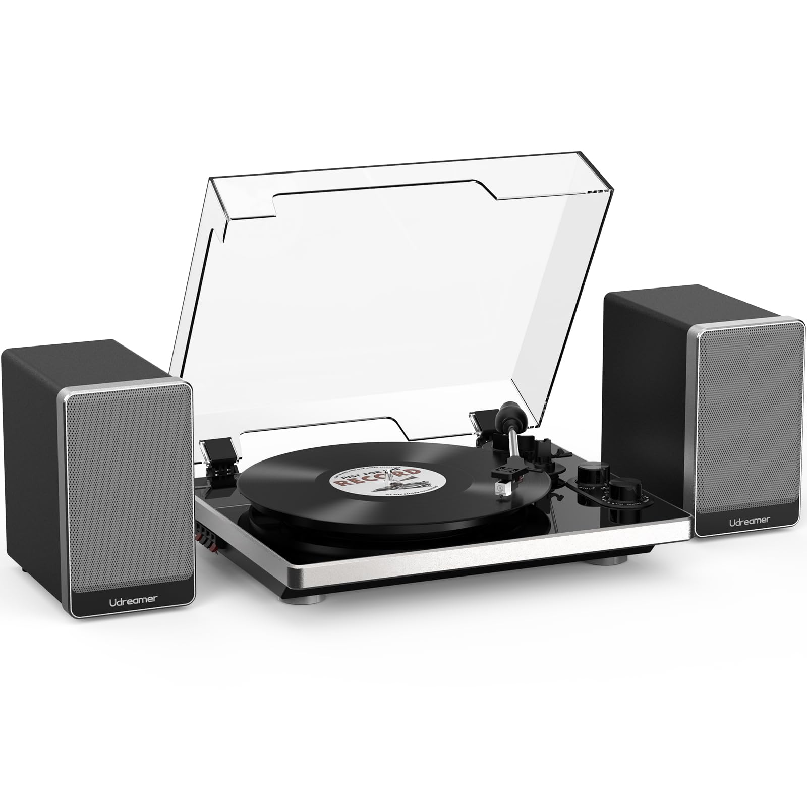 Viny Record Player with 2 External Speakers and 2 Bluetooth Modes,Turntable with ATN-3600 Stylus,Pitch,USB Recording,RCA and AUT
