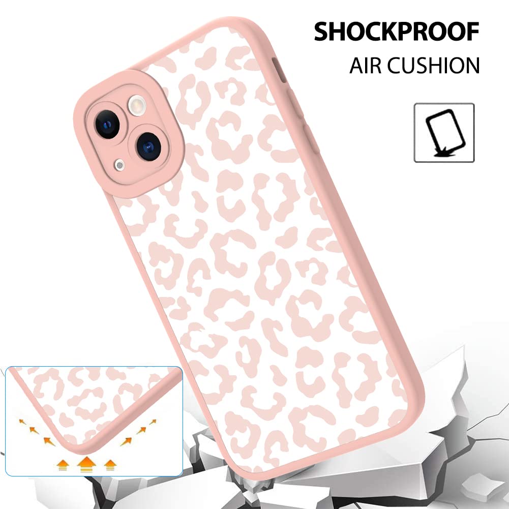 Ziye For Iphone 13 Case Pink Leopard Pattern Phone Case With Camera Protection,Tpu Silicone Rubber Protective Cover Cheetah Desi