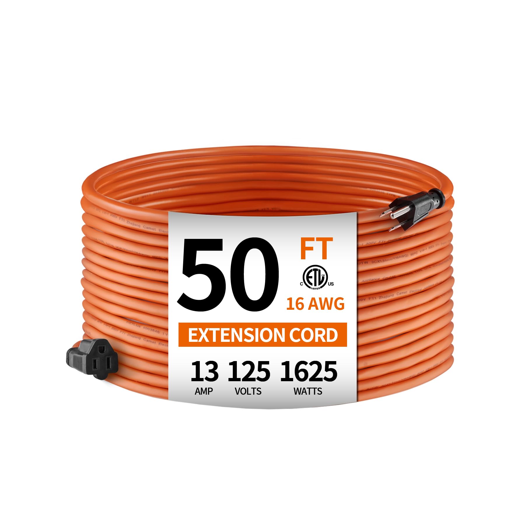 Ktmc 50Ft 16Awg Outdoor Extension Cord, Indoor/Outdoor 50 Foot Sjtw 16/3 Gauge Extension Cable With Durable Weatherproof Pvc Vin