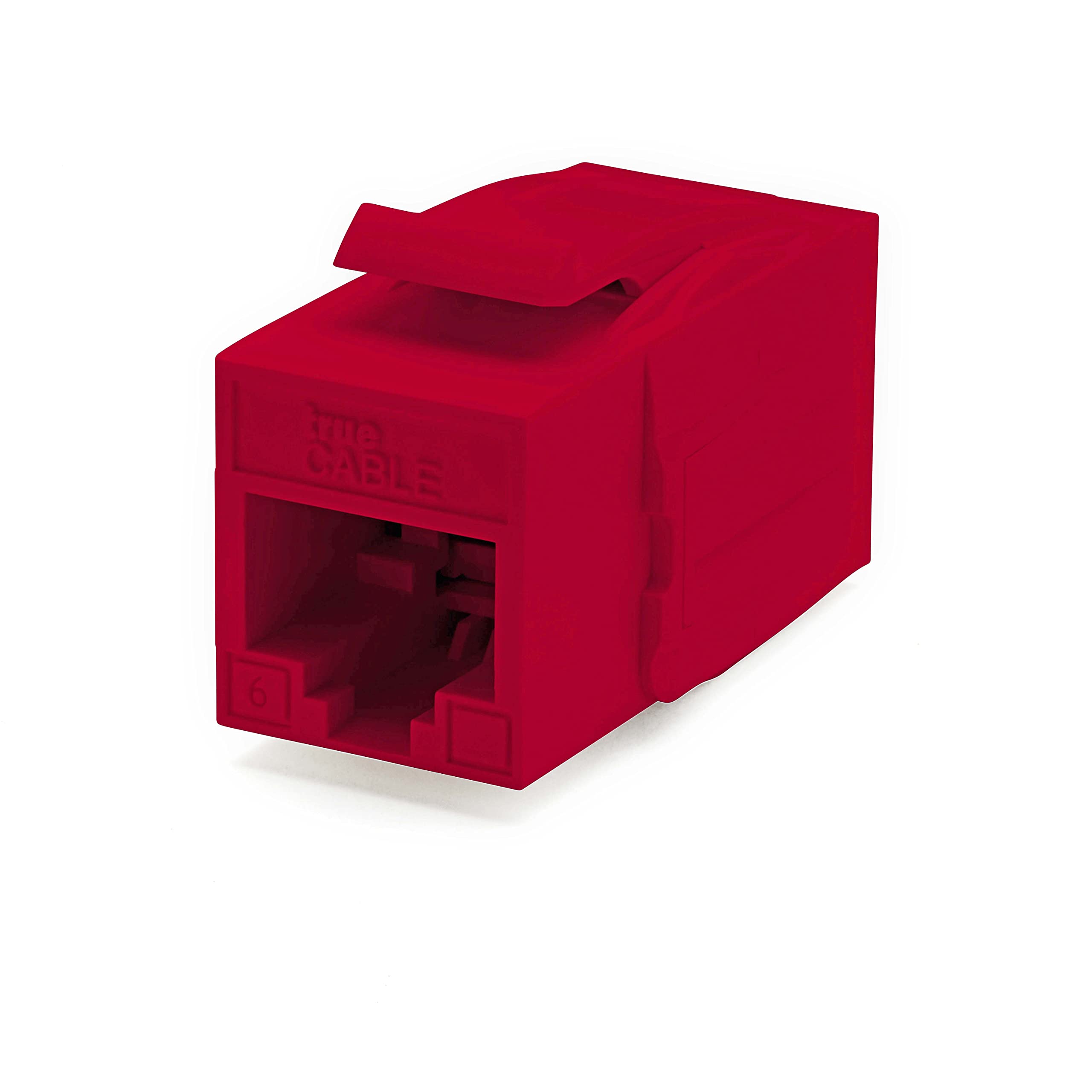 Truecable Cat6 Keystone Jack Coupler, Unshielded (Utp), Poe++ (4Ppoe), Ul Listed, Etl Verified, Ansi/Tia 568 2.D Cat 6 Performance Compliant, Female To Female Rj45 Couplers, Red, 2 Pack