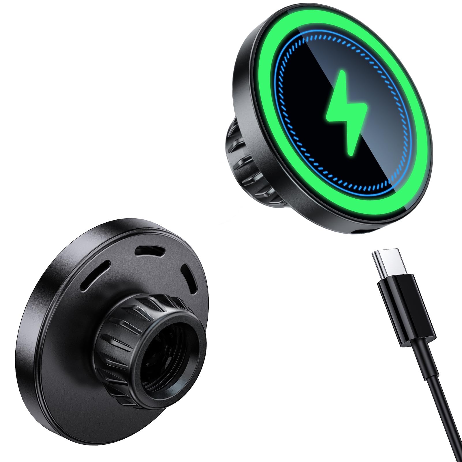 EZTOMUXE Magnetic Wireless Charging Phone Holder Mount with 17mm Ball Socket for MagSafe, [Heavy-Duty] Magnetic Ball Mount Fits 