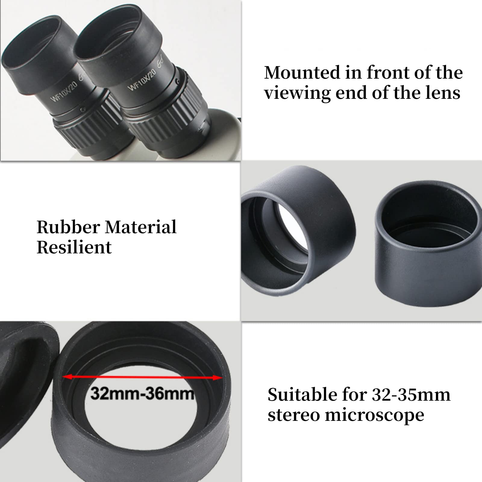 Aunmas 2Pcs Eyepiece Cover, Binocular Eye Cups Binocular Eye Cups Replacement Guard Soft Rubber 36Mm Diameter Stereo Microscope