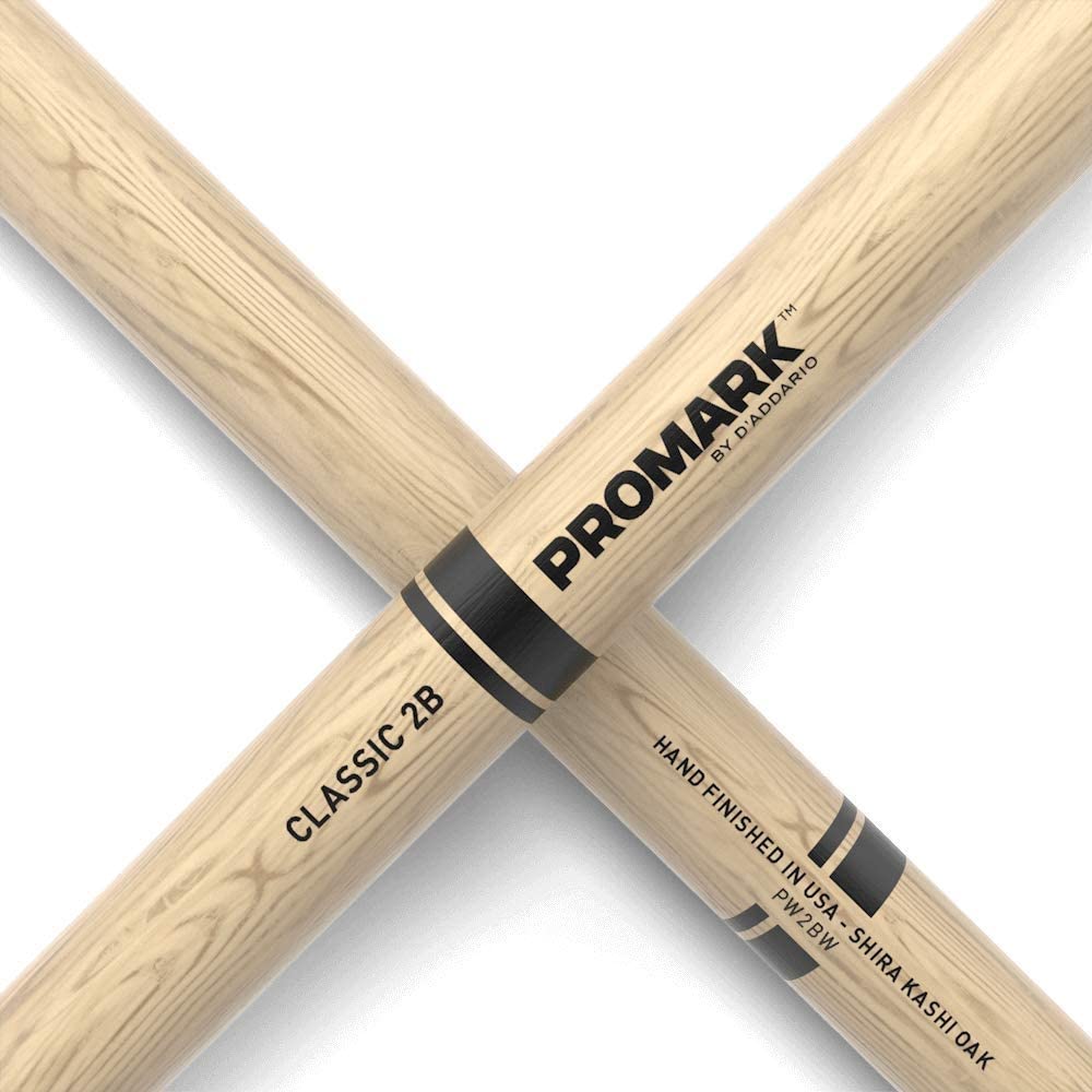 Promark Classic Attack 2B Shira Kashi Oak Drumsticks, Oval Wood Tip, Buy 3 Pairs Get 1 Free