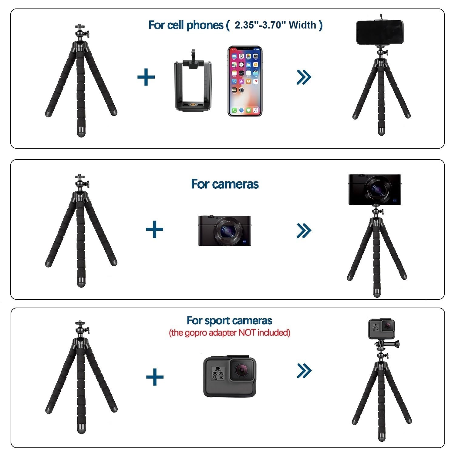 Pangshi Phone Tripod, Flexible Mini Tripod For Iphone With Wireless Remote, Portable Cell Phone Tripode Stand For Video Recordin