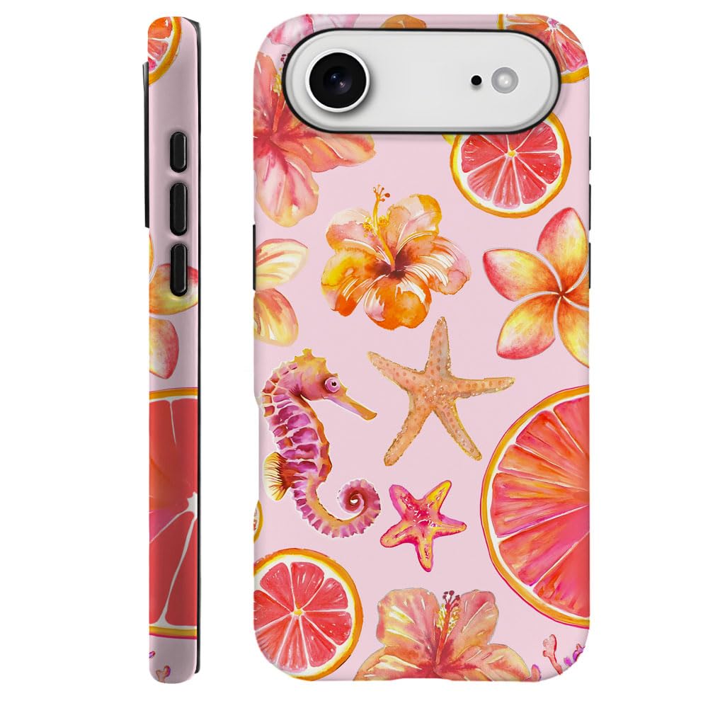 Compatible with iPhone 17 Air,Durable & Shockproof Phone Case Cover Design - Tropical Hibiscus Floral Watercolor