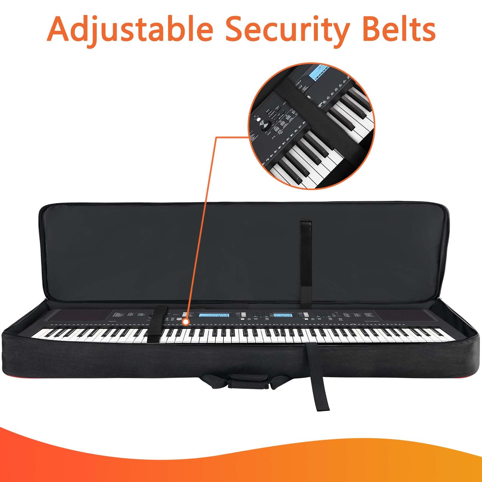 Snigjat 76 Key Keyboard Case Soft (Interior: 50''X 18''X6.1''), Padded Piano Case With Handle And Adjustable Shoulder Straps, Ke