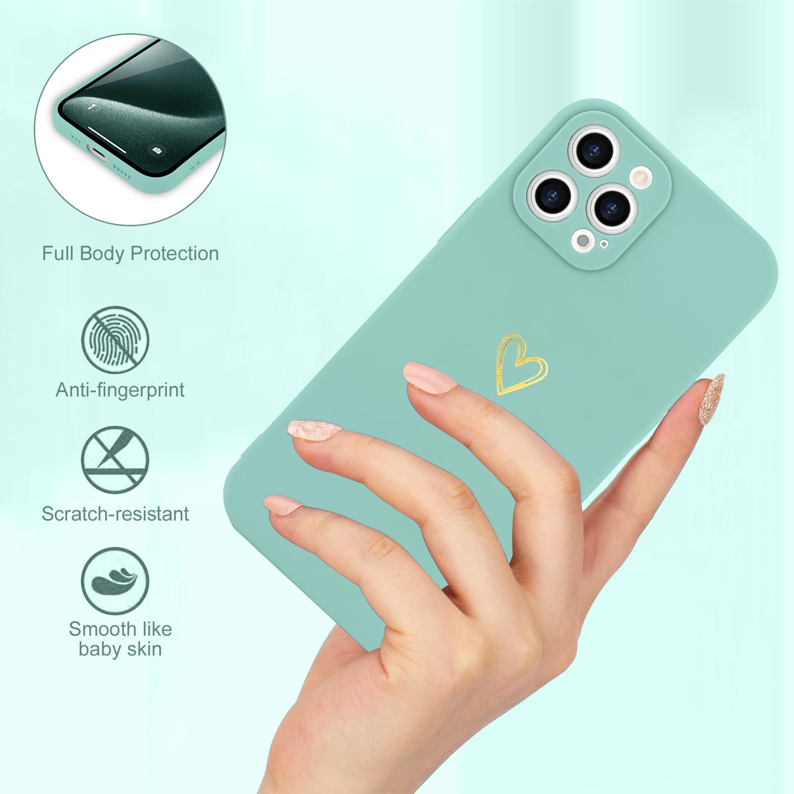 Wirvyuer For Iphone 14 Pro Case Cute Heart Pattern Soft Shockproof Slim Protective Silicone Phone Case Cover For Women Girls, Fr