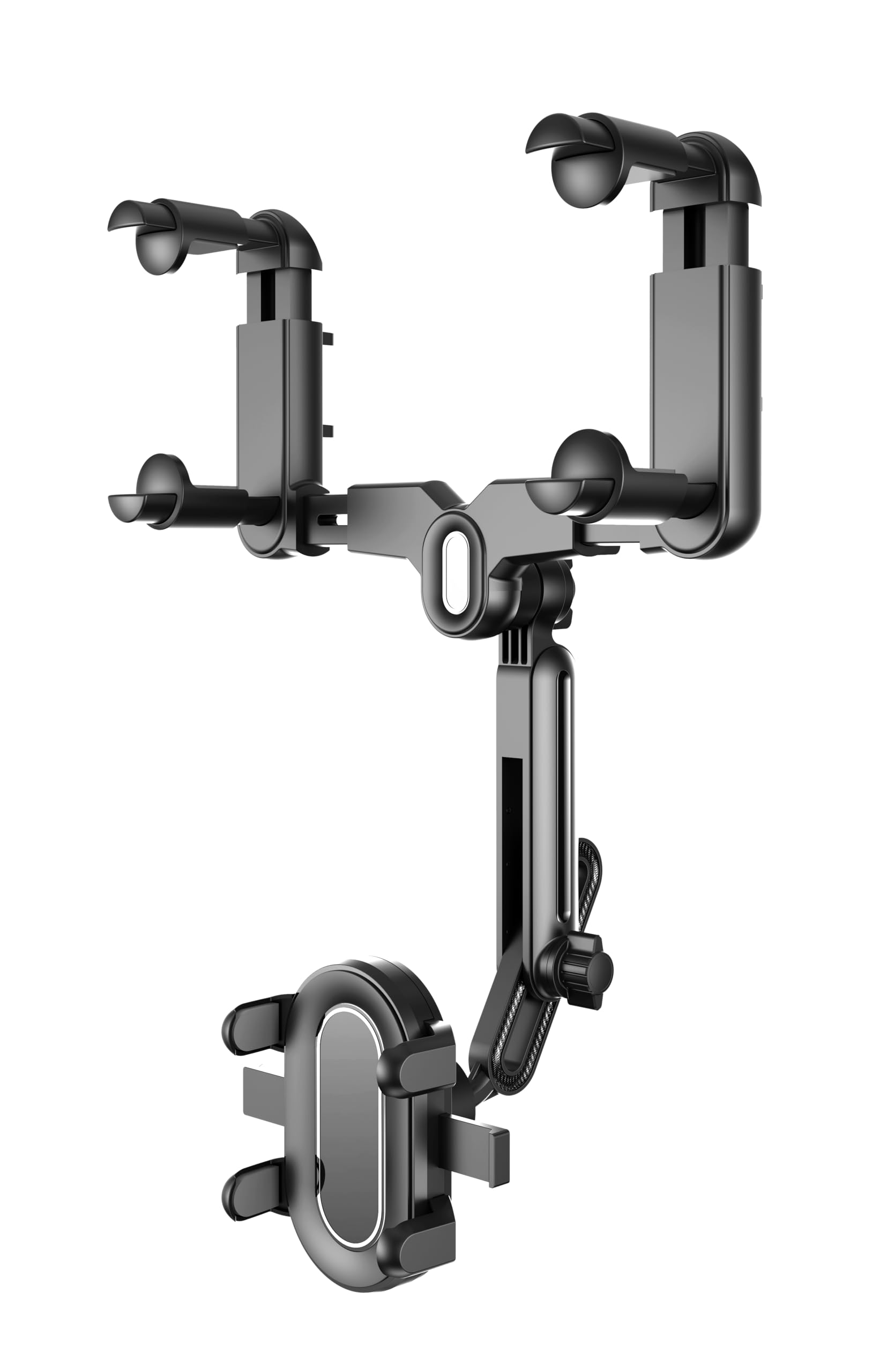 Rearview Mirror Phone Holder For Car, Upgraded Car Phone Mount For Rear View Mirror With Adjustable Design 360Rotatable And Retr