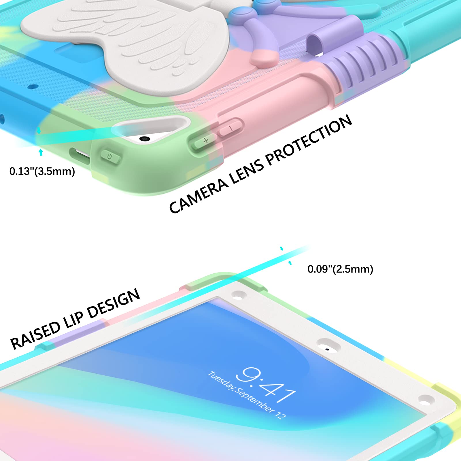 Guagua Compatible For Ipad Air 2 Case For Kids, Ipad 6Th/5Th Generation Case 2018/2017, Ipad Pro 9.7 Case Kickstand 2 In 1 Rugge