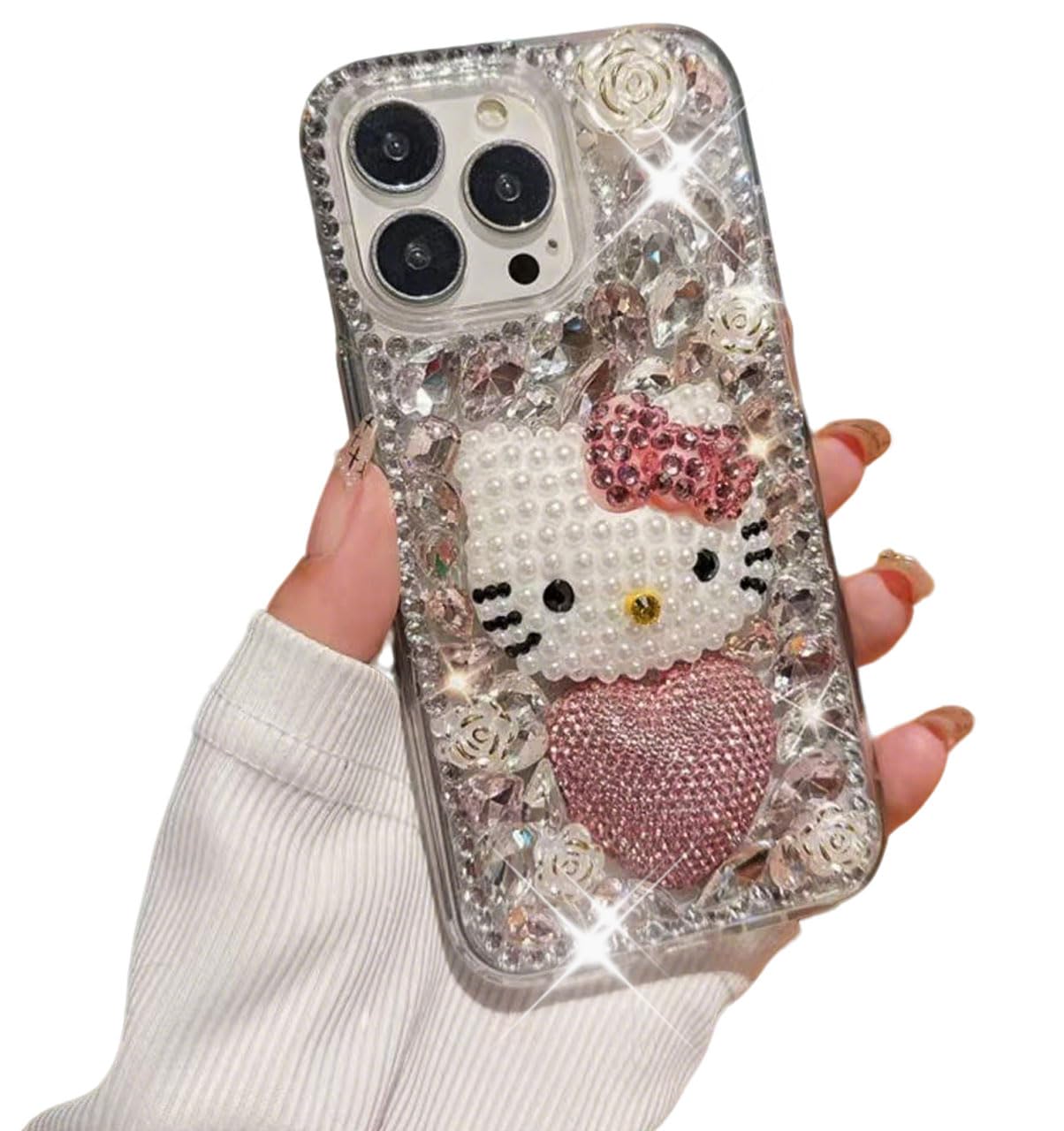 Compatible With Iphone 16 Pro Max Case Bling Diamond Glitter Rhinestone For Girls Women Cute Sparkly Shiny Gem 3D Bowknot Crysta