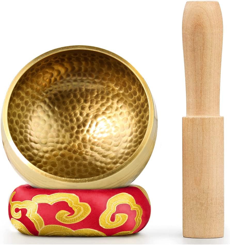 Tibetan Singing Bowl Set   Meditation Sound Bowl Cushion With Wooden Striker For Yoga, Meditation & Relaxation, Mindfulness,Chak
