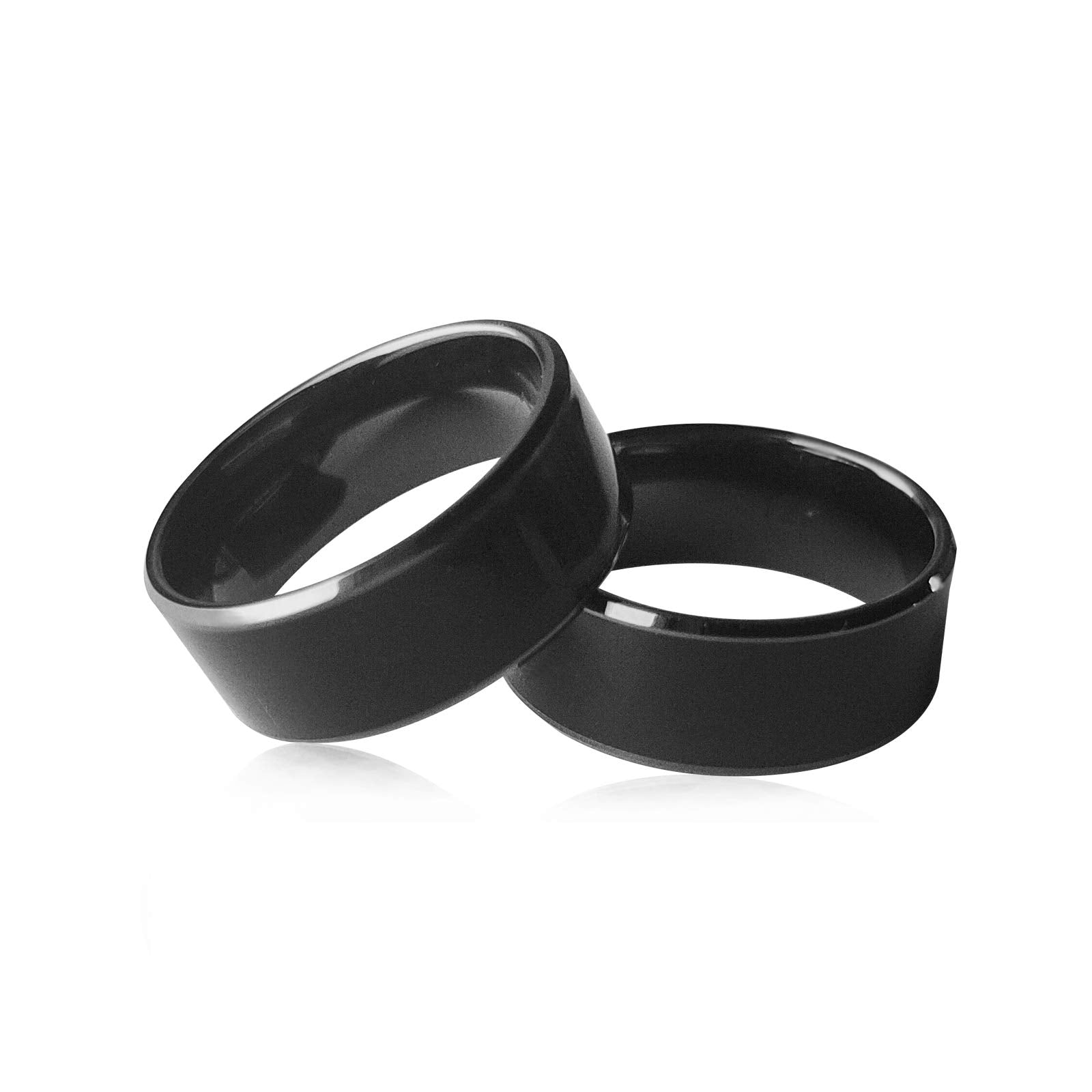 Riversmerge Rfid Rewritable Dual Frequency In One Id T5577&Ic Cuid Black Ceramics Smart Finger Ring Wear For Men Or Women (Black