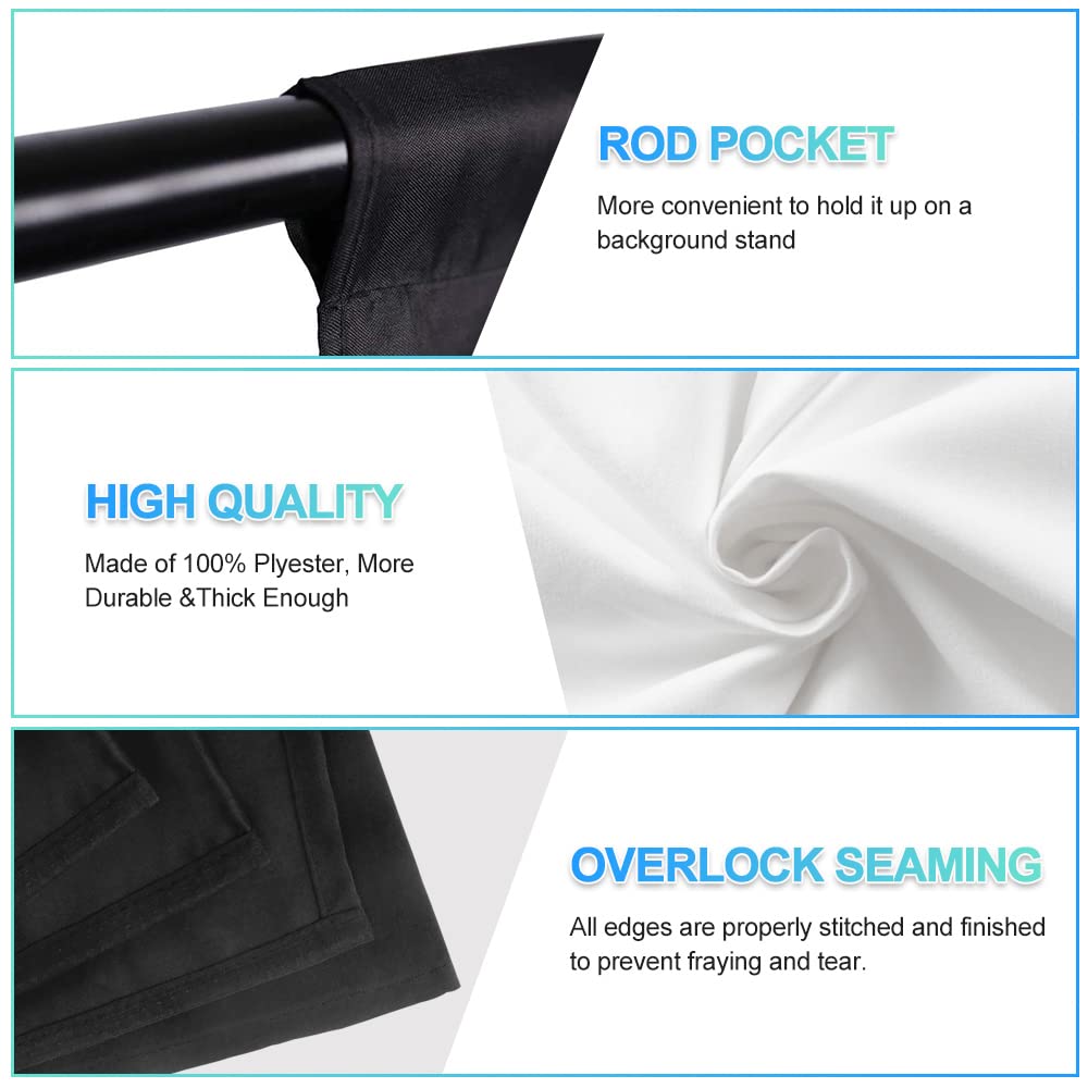 Jebutu 5X6.5Ft Black White Backdrop With Stand Kit For Photo Shoot, Black White Photo Backdrop Background With Portable T Shape