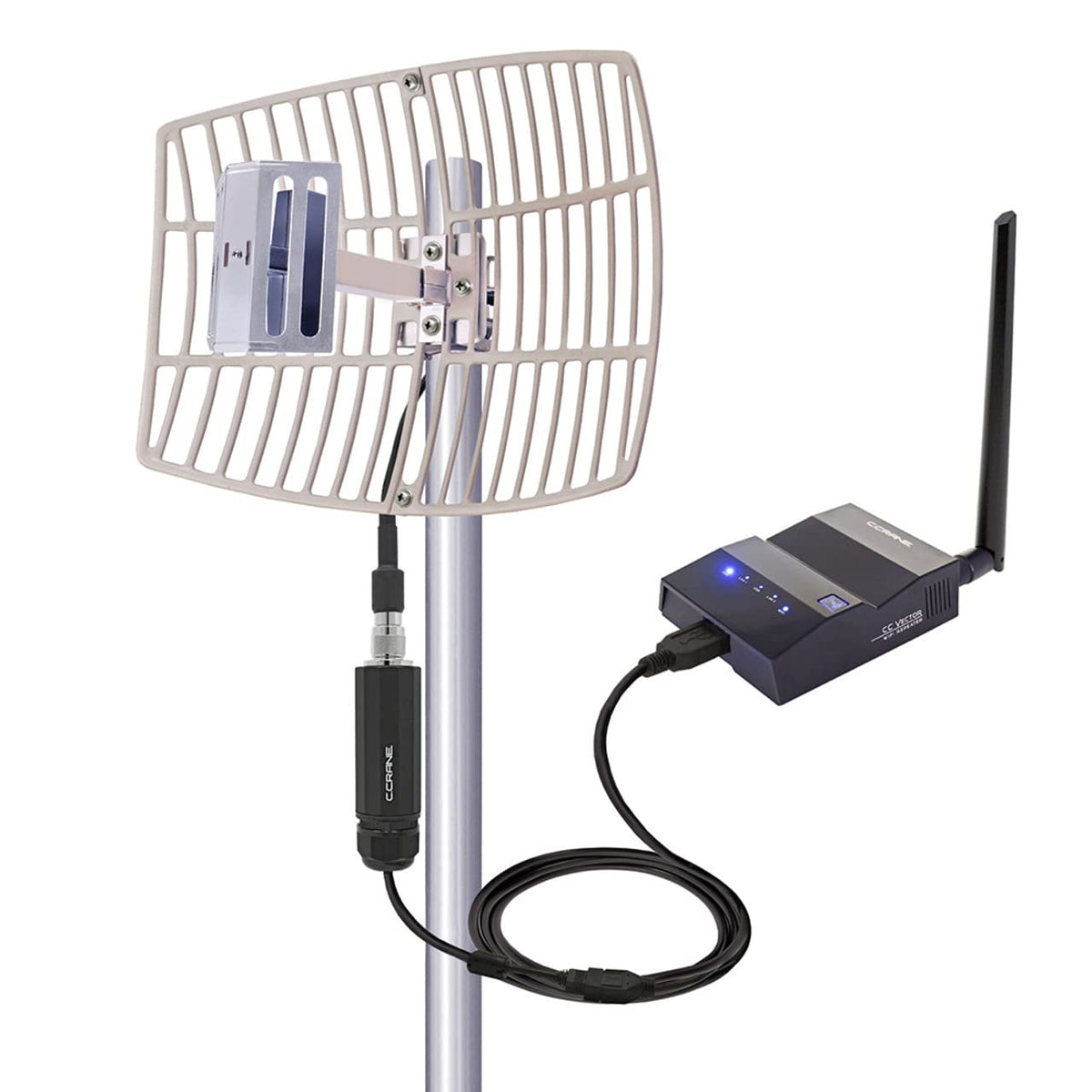 C. Crane Cc Vector Extended Long Range Wifi Receiver System   Works With All Devices   Receives Distant Wifi And Repeats To All Wifi Devices In A New Location 2.4Ghz