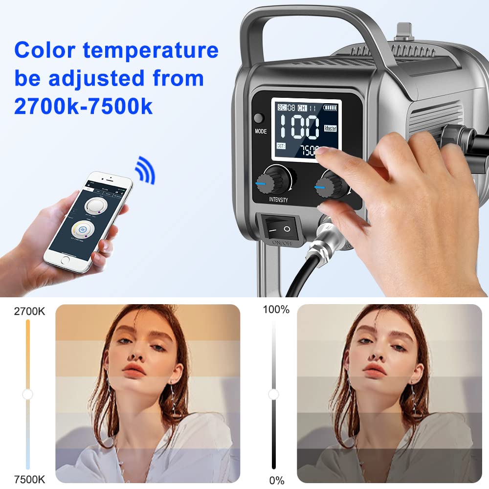 Gvm 150W Led Video Light 2700K~7500K Video Light Photography Studio Light Kit With Lantern Softbox & Stand, Cri97+Tlci97 With 8