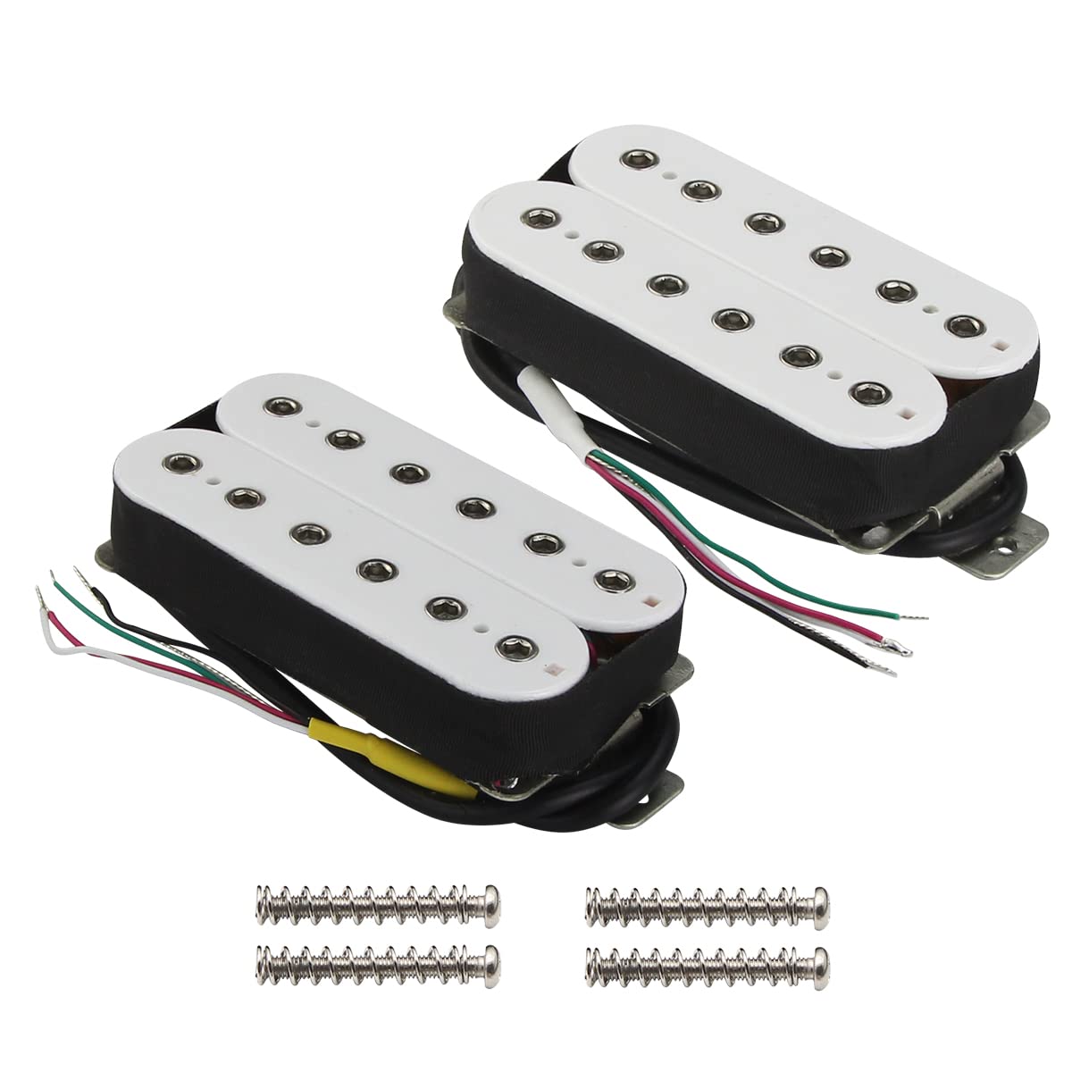 Fleor Alnico 5 Electric Guitar Neck & Bridge Pickup Set Double Coil Humbucker Pickups White