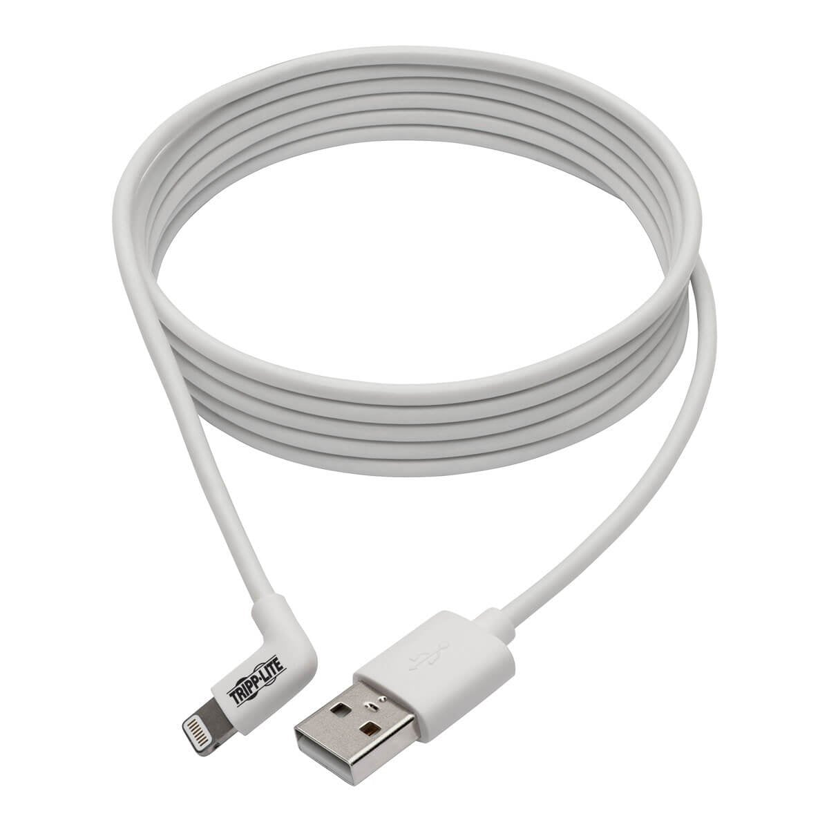 Tripp Lite Right Angle Lightning To Usb Sync Charging Cable For Iphone Ipad Apple White Mfi Certified 3' (M100 003 Lra Wh)