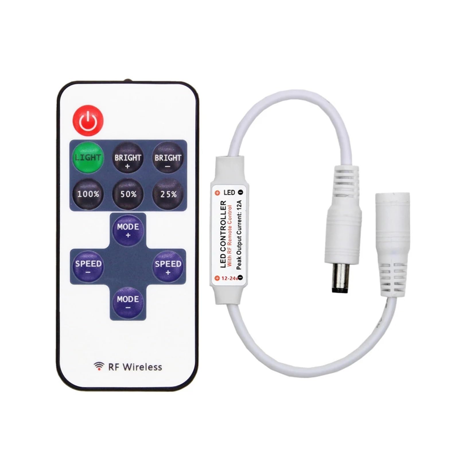 VXOWVBVJ 1SET mini Wireless Remote Control 5-24V 12A LED dimming Controller Suitable for Single Color LED Light Strips 5050 5630
