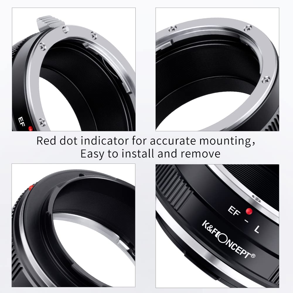 K&F Concept Lens Mount Adapter Eos L Manual Focus Compatible With Canon (Ef/Ef S) Lens To L Mount Camera Body