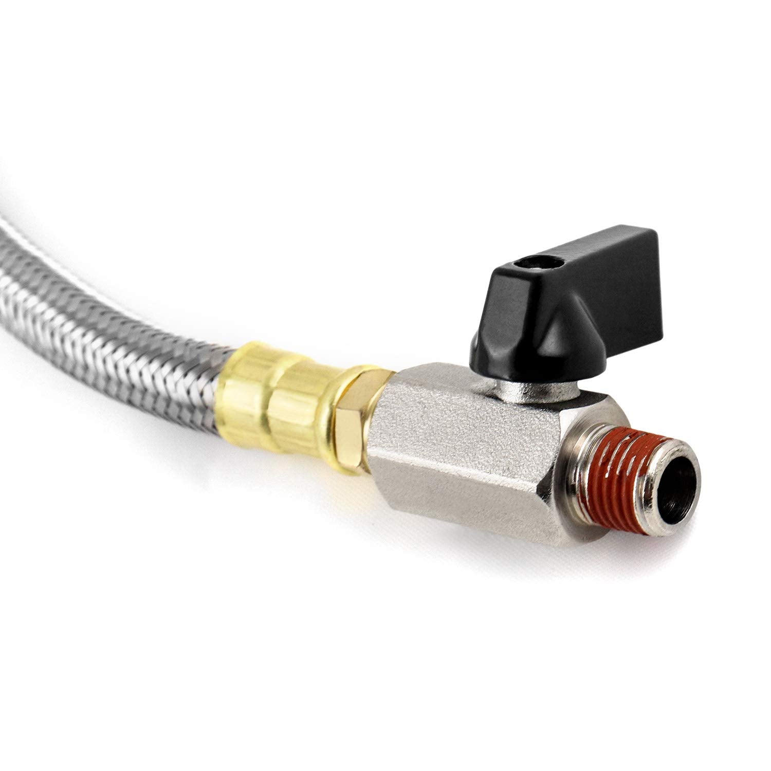 Qwork Extended Tank Drain Valve Assembly Kit For Air Compressor, Including 10 Inches Air Compressor Tank Drain Hose 1/4 Inch Npt