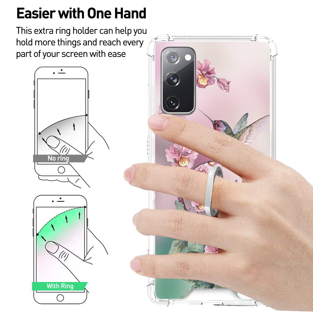OOK Phone Case for Samsung Galaxy S20 FE 5G Pink Hummingbird Flexible TPU Shockproof Anti-scratch Cover with Ring Kickstand