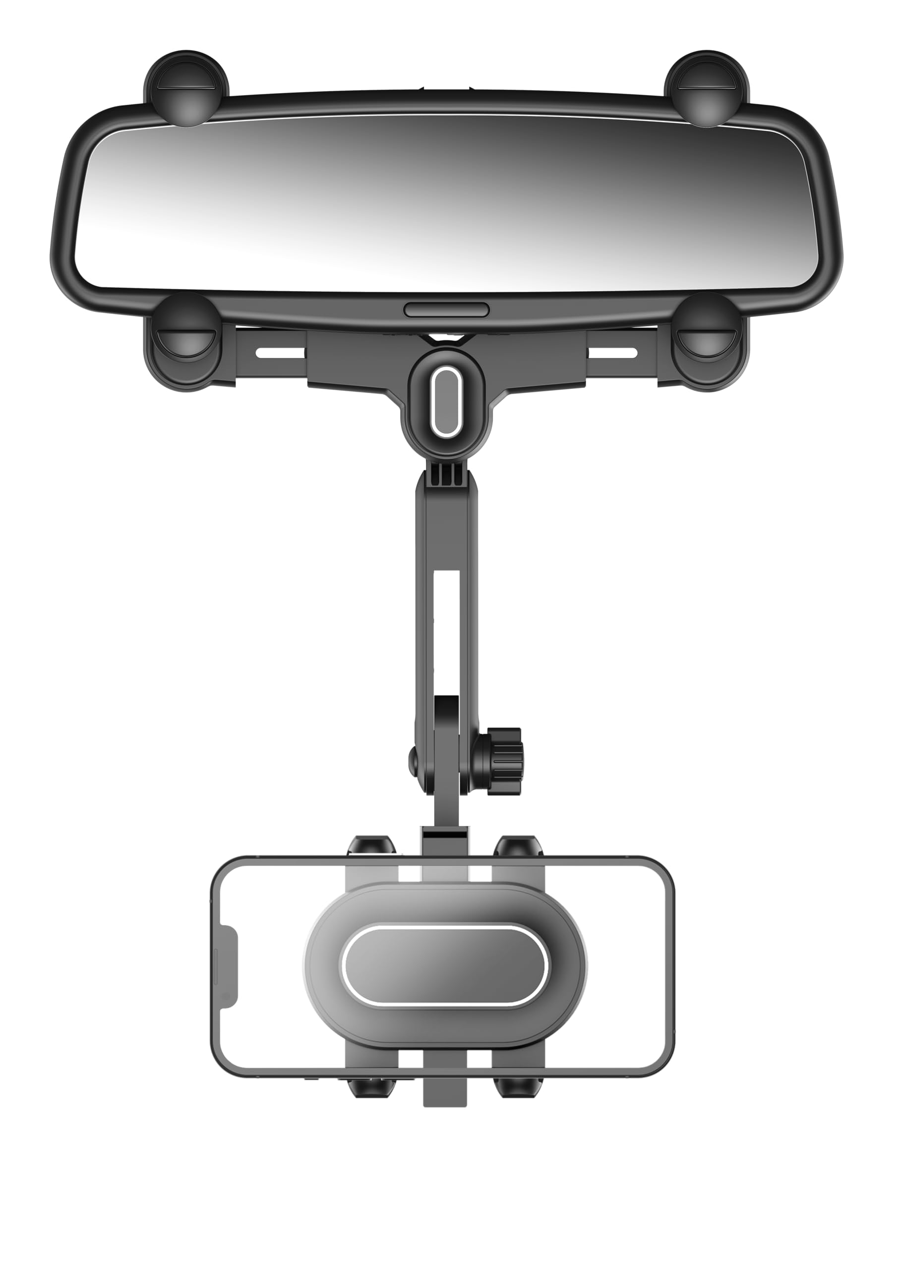 Rearview Mirror Phone Holder For Car, Upgraded Car Phone Mount For Rear View Mirror With Adjustable Design 360Rotatable And Retr