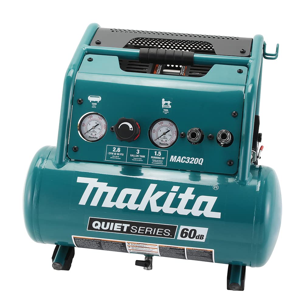 Makita Mac320Q Quiet Series 1 1/2 Hp, 3 Gallon, Oil Free, Electric Air Compressor