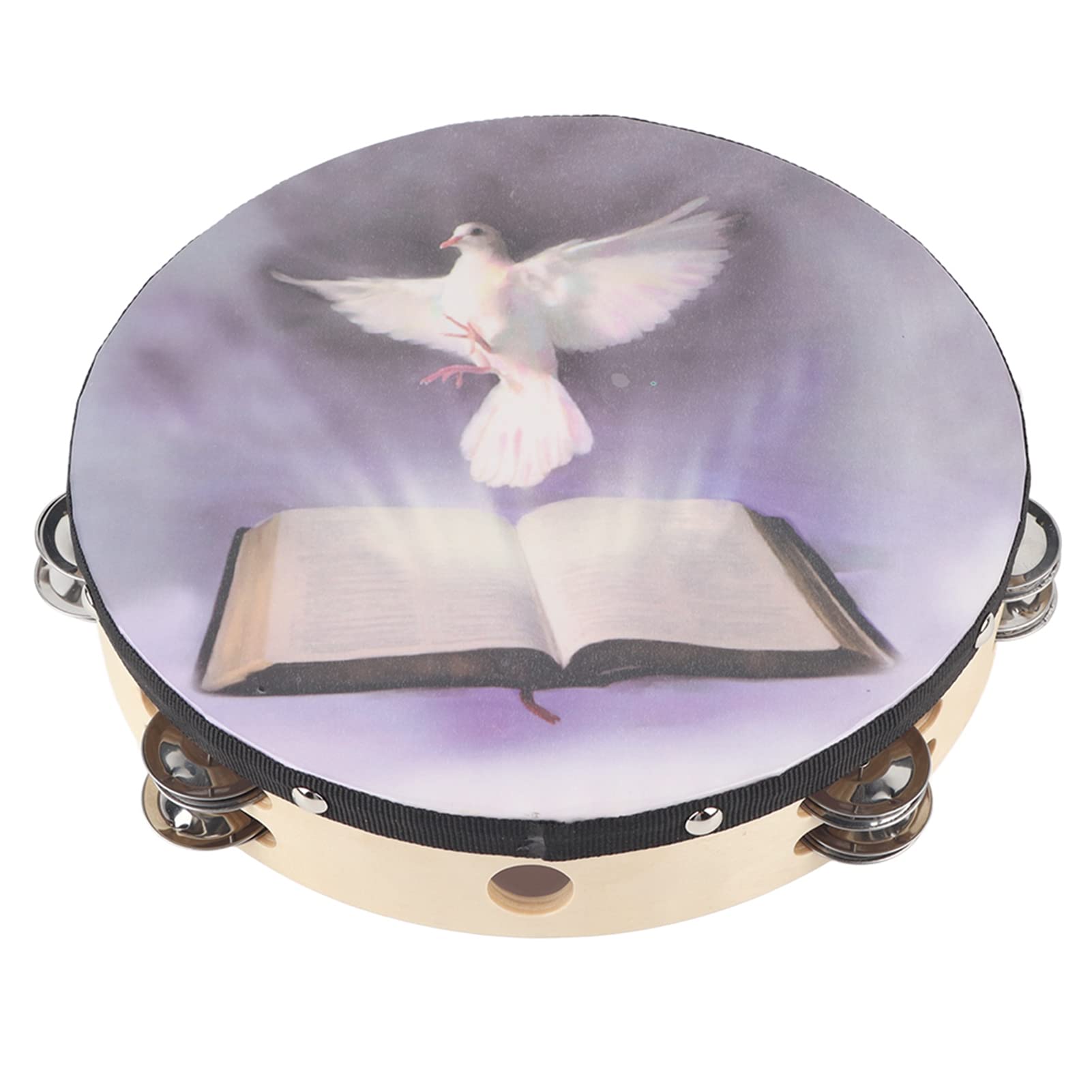 Tambourine, Easy to Play Lightweight Purple Compact Handheld Percussion, for Dance Concert Party Festival(25CM)