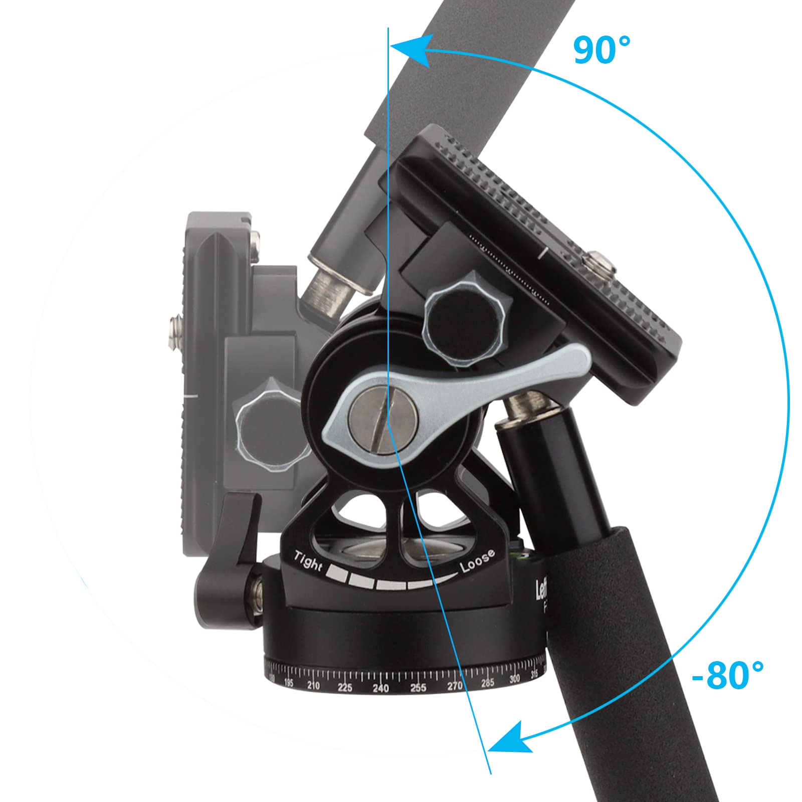 Leftfoto Video Tripod Fluid Head With Arca Plate,Lightweight Panorama Base Head For Dji Rs2/3 Gimbals Compact Video Cameras And