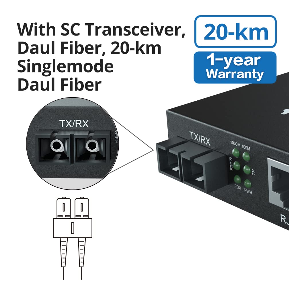 Gigabit Singlemode Fiber To Ethernet Media Converter, Dual Sc Fiber, 1000Base Lx To 10/100/1000Base Tx Gigabit Smf Fiber Sc To C