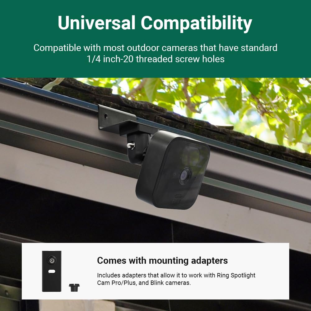 Holicfun Outdoor Security Camera Gutter Mount, Universally Compatible With Ring, Blink, Eufy, Wyze, Google Nest, Arlo, Simplisaf